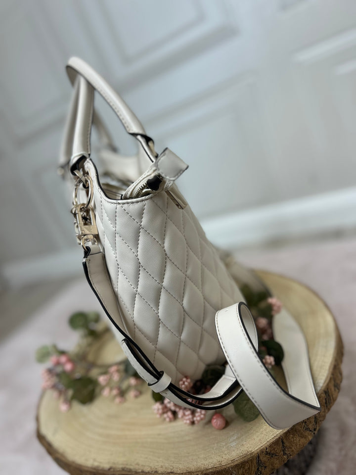 Guess Valla Quilted Shopper Bone Bag