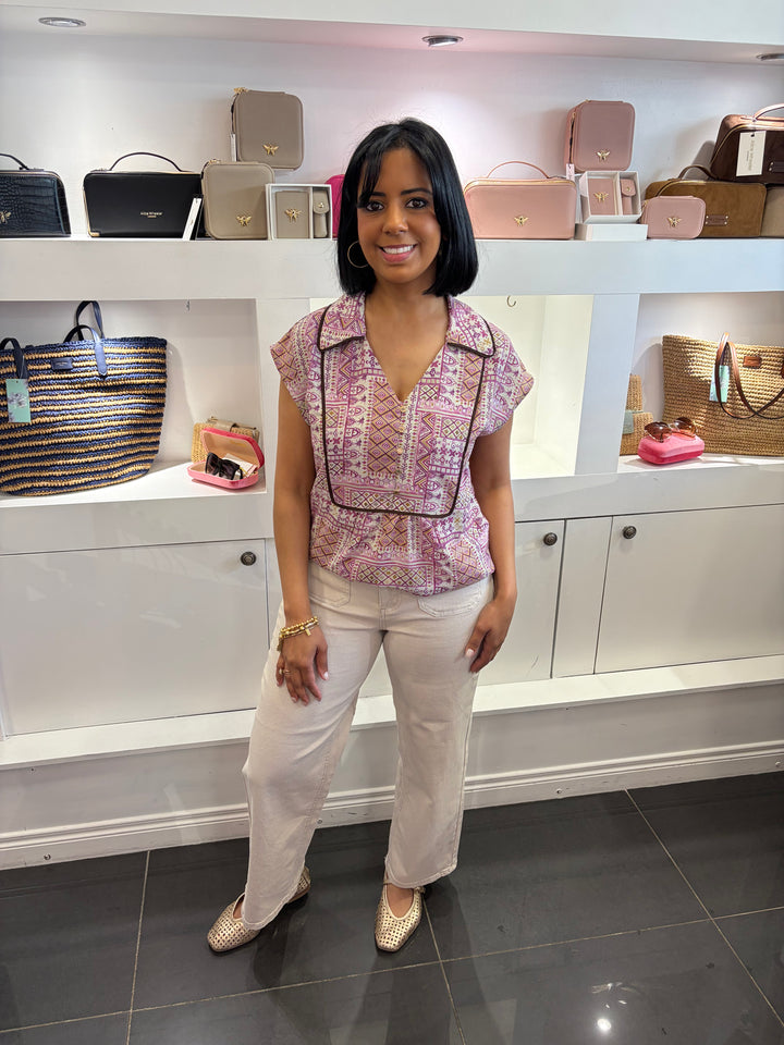 Goa Goa Yelina Pink Patch Print Top