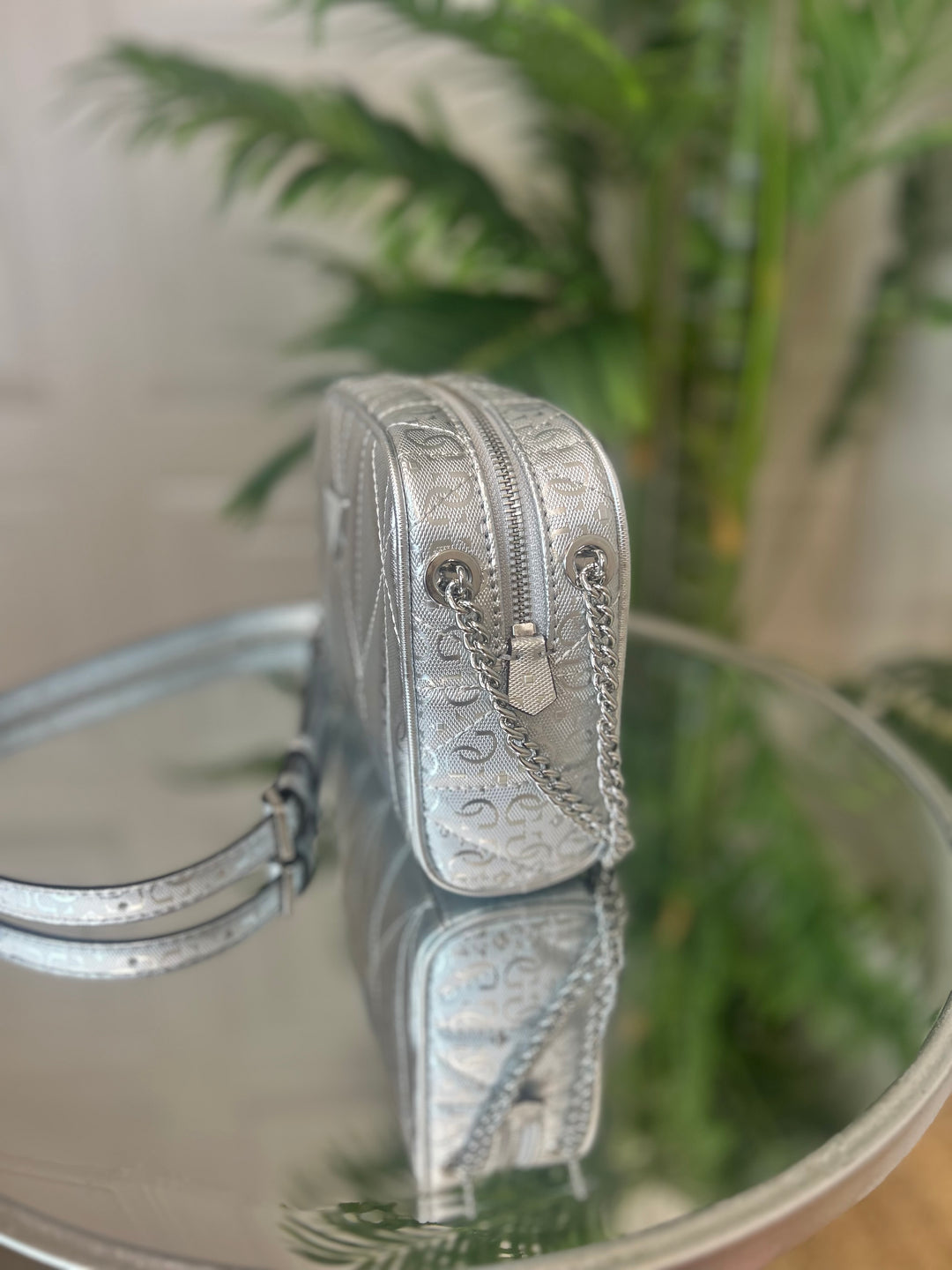 Guess Aldina Camera Crossybody Bag Silver