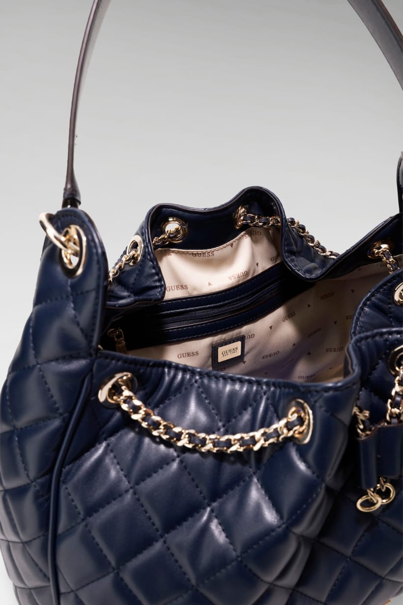 Guess Juliet Midnight Quilted Hobo Bag