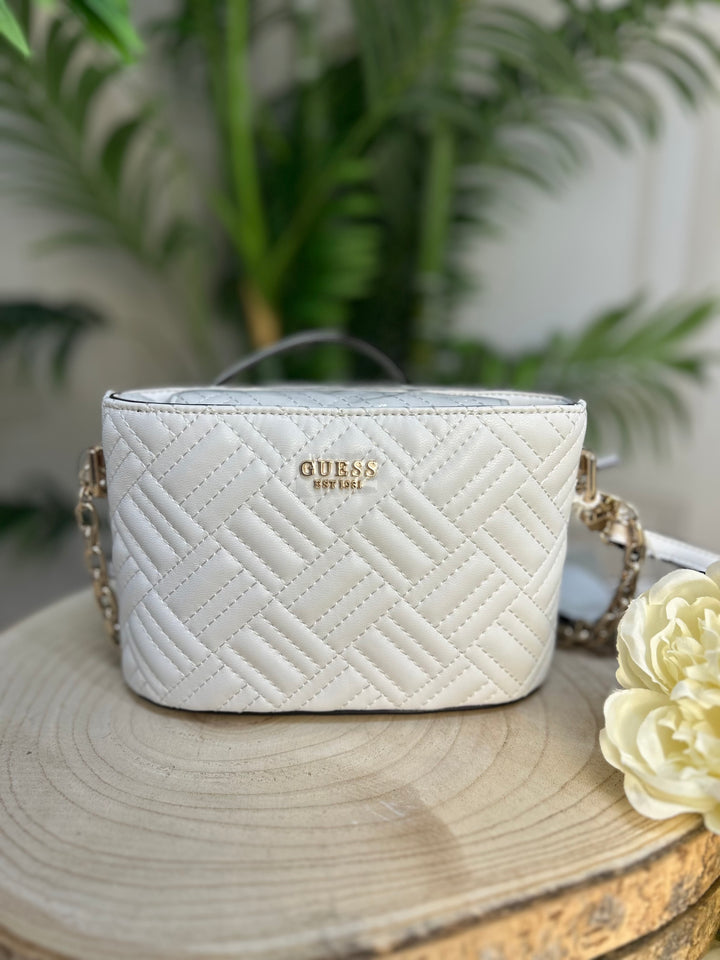 Guess Sally Mini Bucket Bag | White