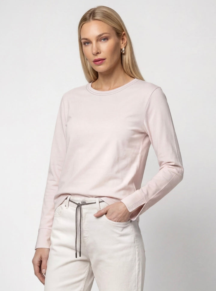 Monari Rosewater Long Sleeve Rhinestone Pullover