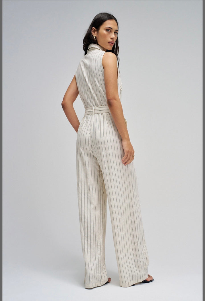 Salsa Sleeveless Striped Jumpsuit | Light Pearl