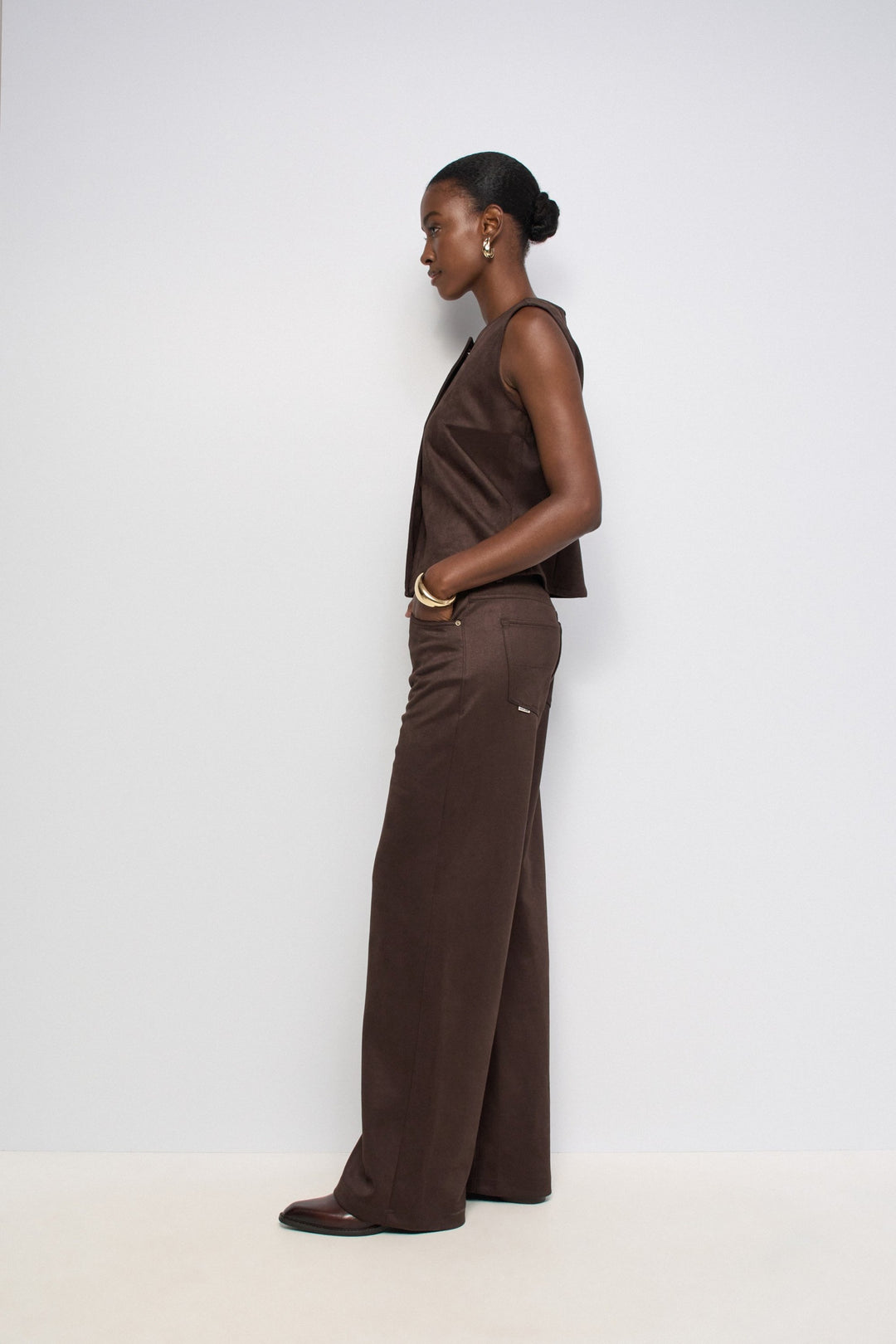 Salsa Wide Leg Jeans With Suede Effect