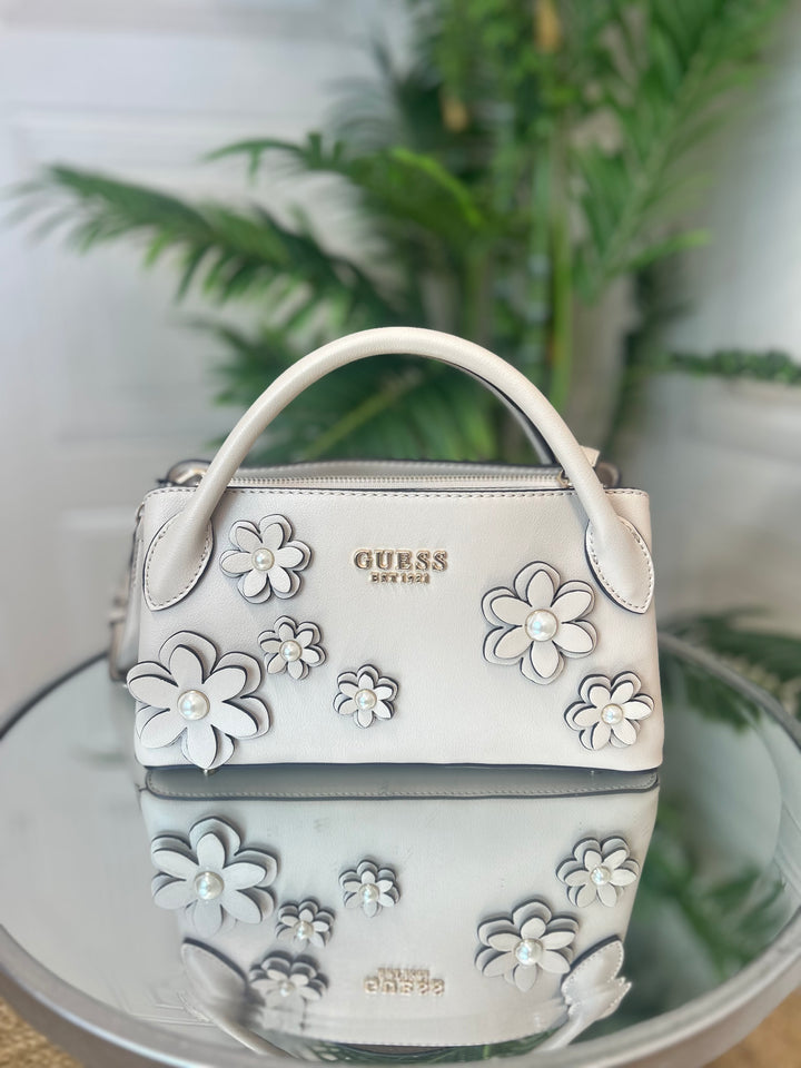 Guess Zaria Small Girlfriend Satchel Bag Taupe