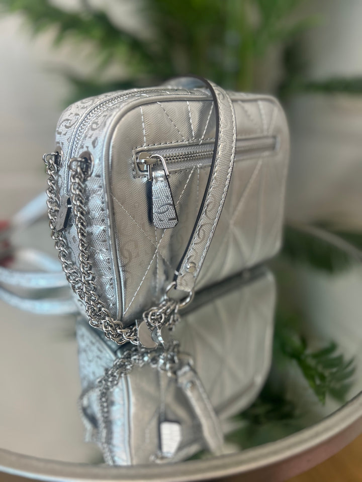 Guess Aldina Camera Crossybody Bag Silver