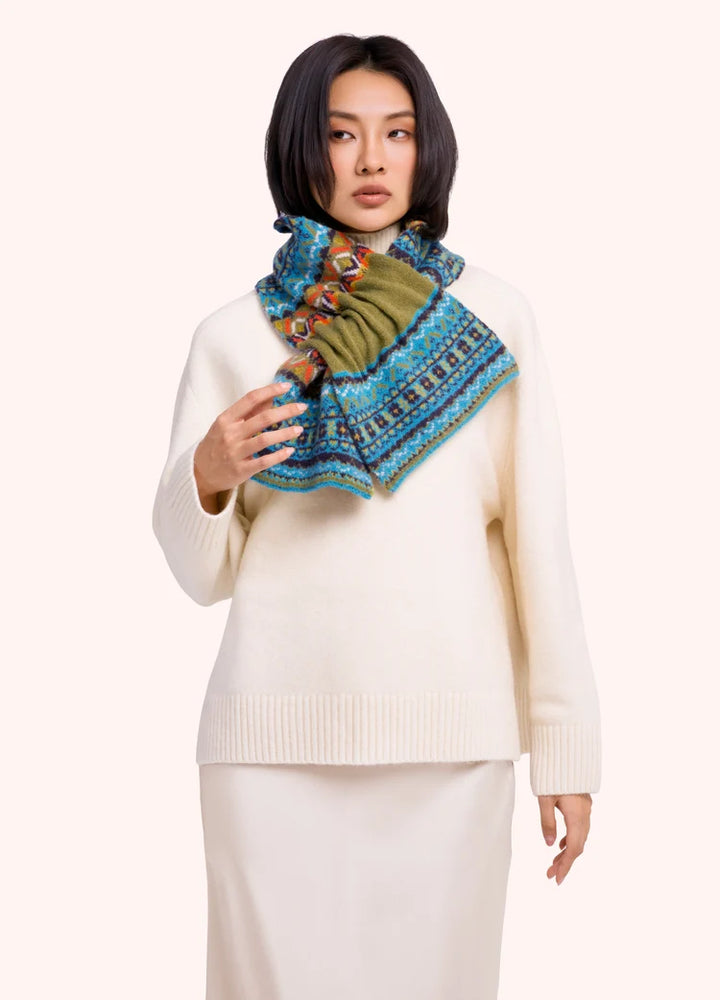 Powder Fair Isle Scarf | Teal Mix