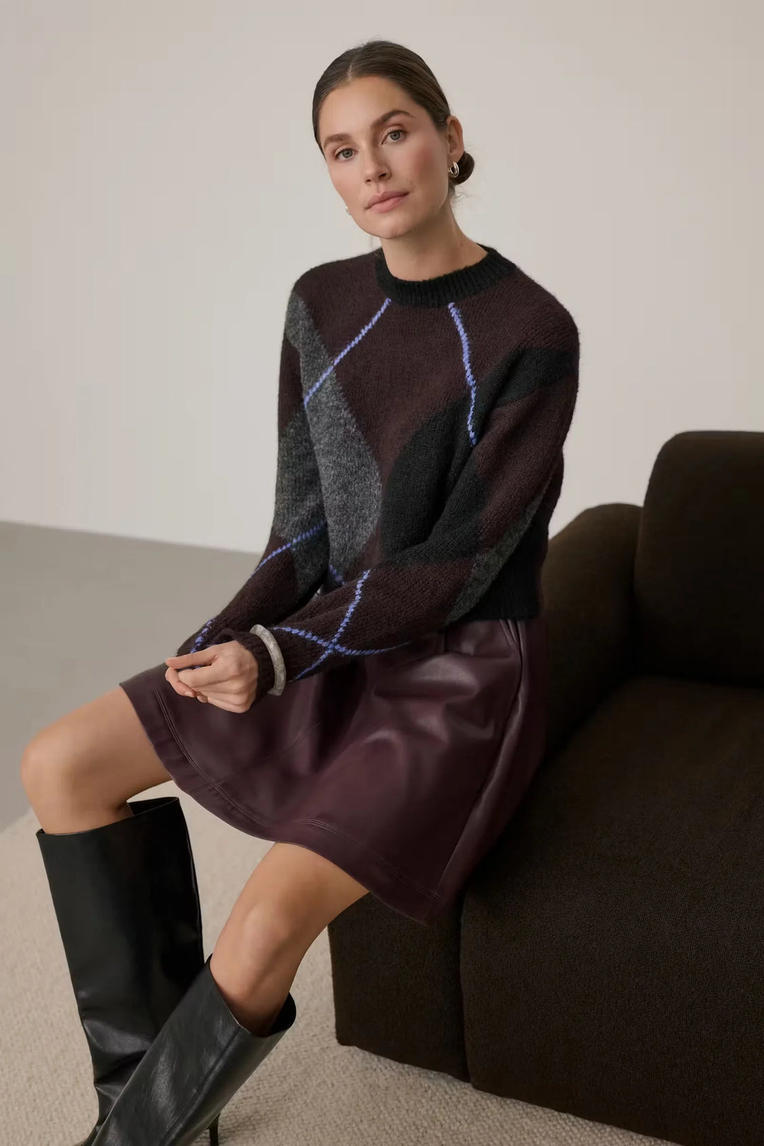 Kaffe KAgrith Knit Pullover Dark Grey Fudge