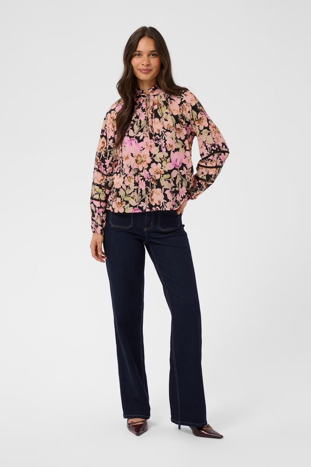 Kaffe Kapatrice Pink Flower Print Blouse