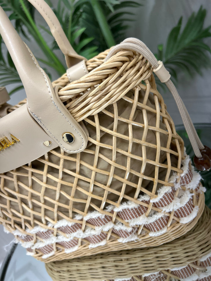 Carmela B. Rafia Beige Handbag | 186211