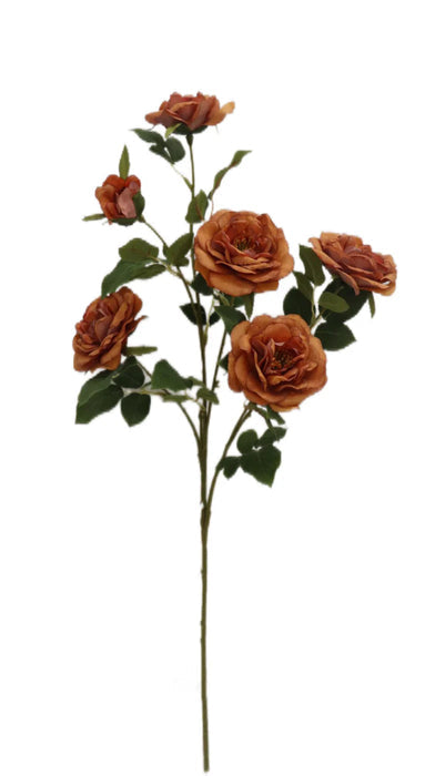 Artificial Brown/Orange Open Rose Spray