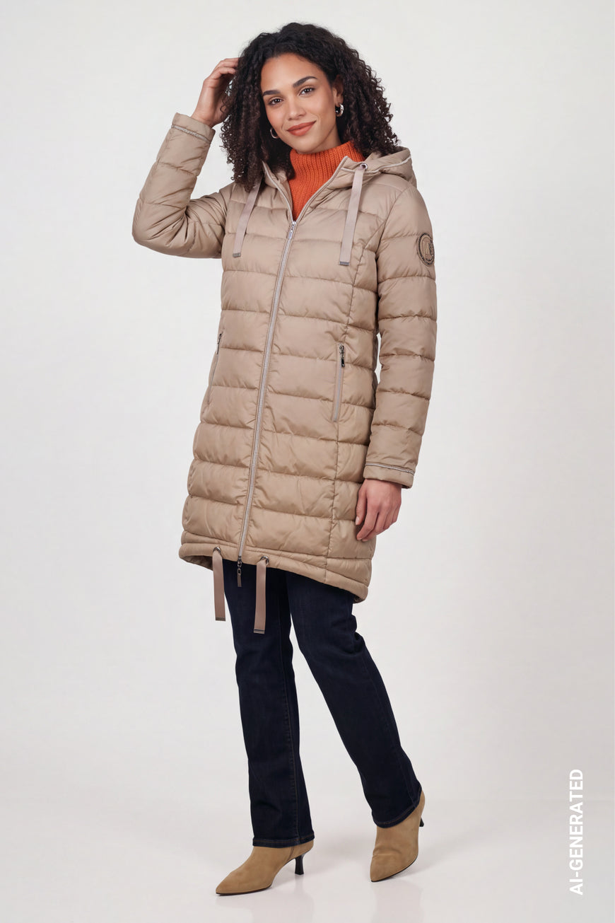 Monari Quilted Coat With Patch | Sesame