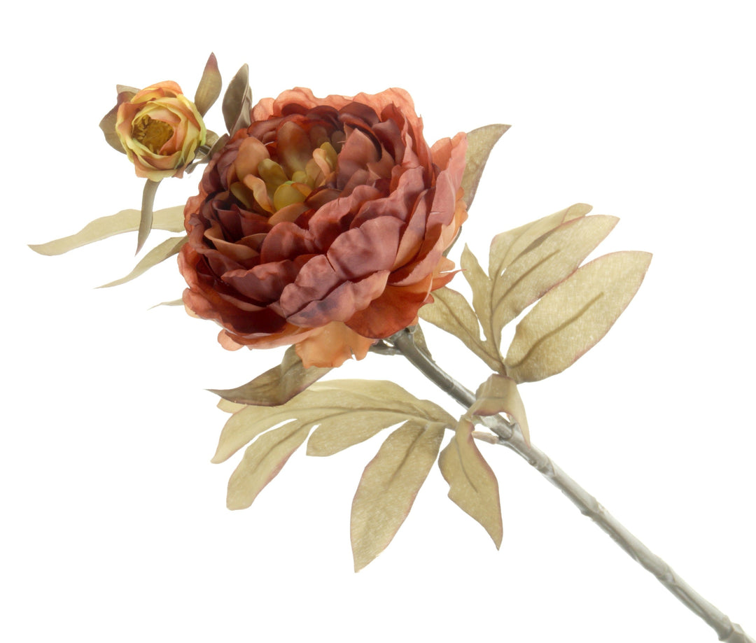 Artificial Peony Flower | Burnt Orange/Brown