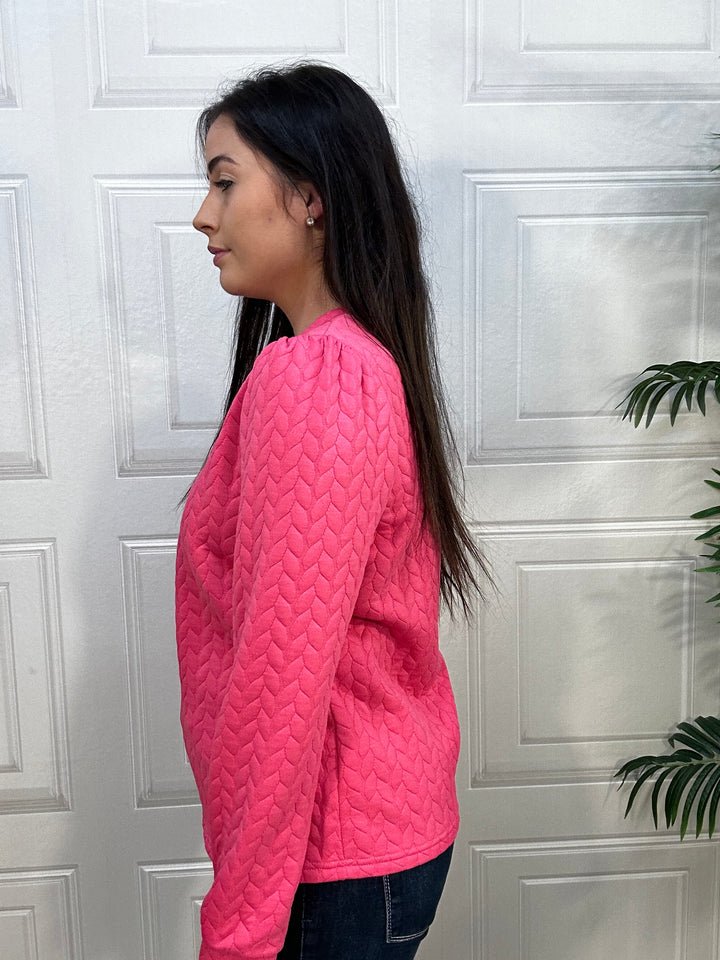 Sarah Rose Pink Cable Sweater