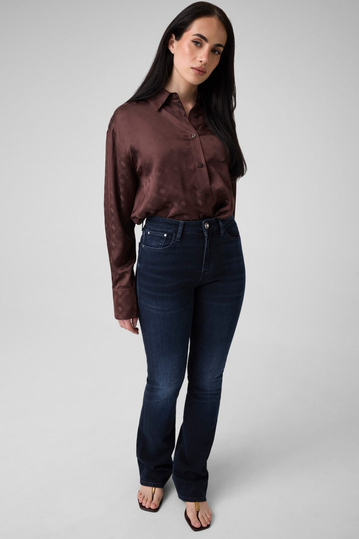 Guess Chocolate Viscose Logo Shirt