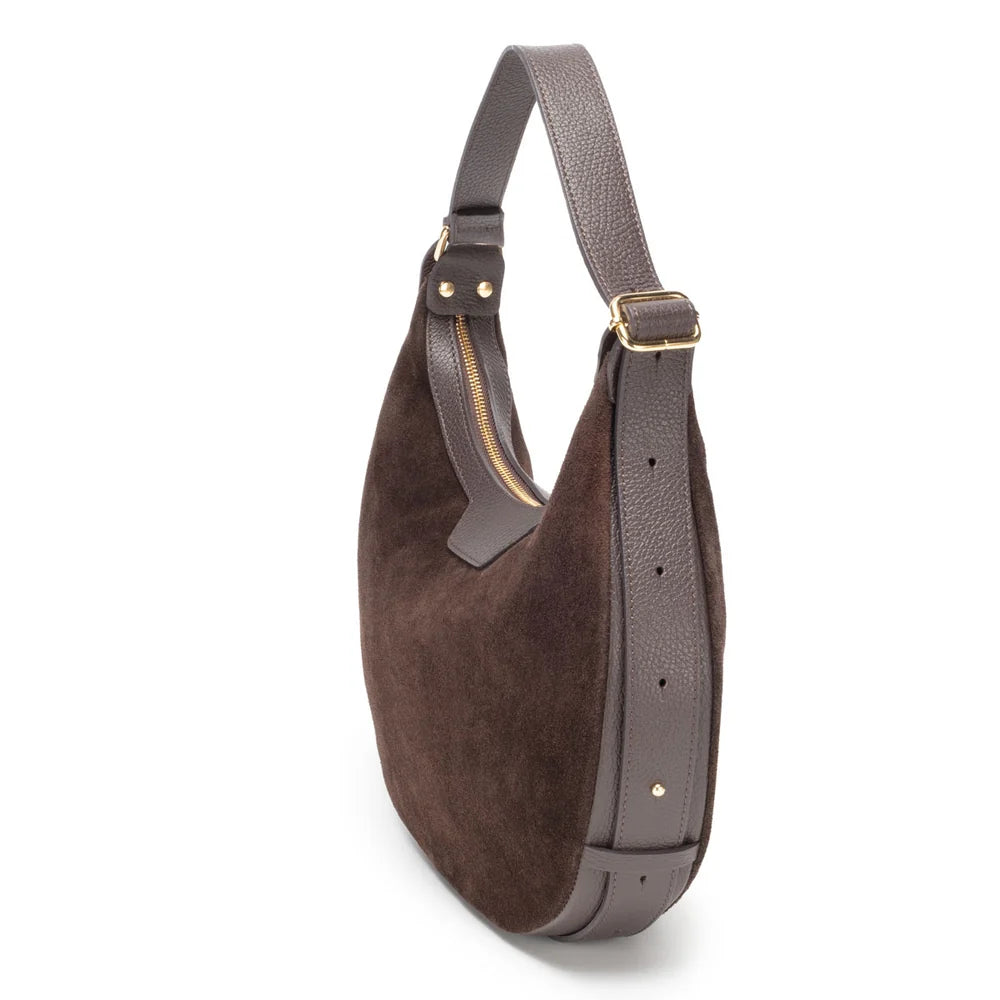 Elie Beaumont Crescent Suede Bag | Chocolate
