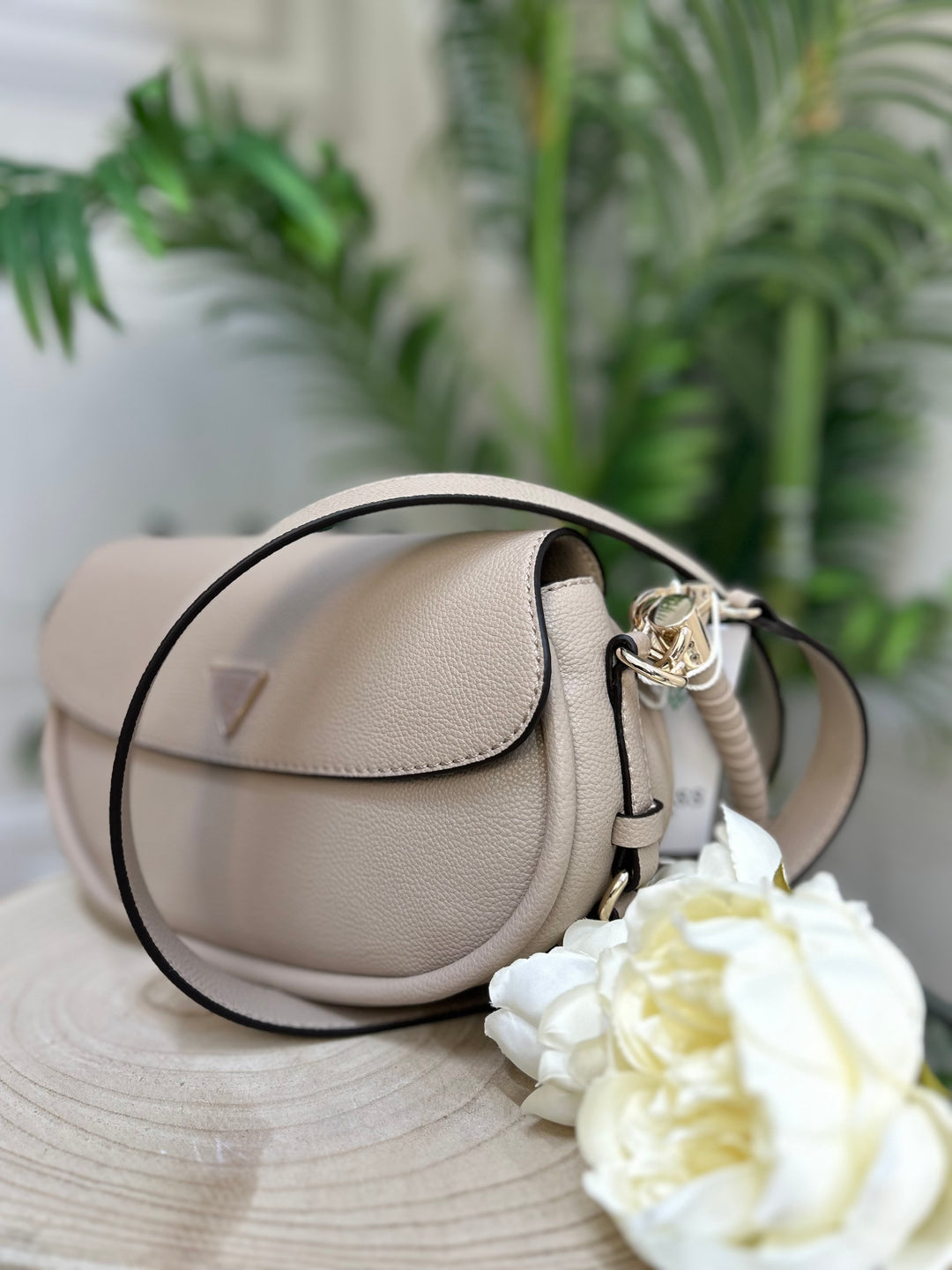 Guess Taupe Danya Flap Shoulder Bag