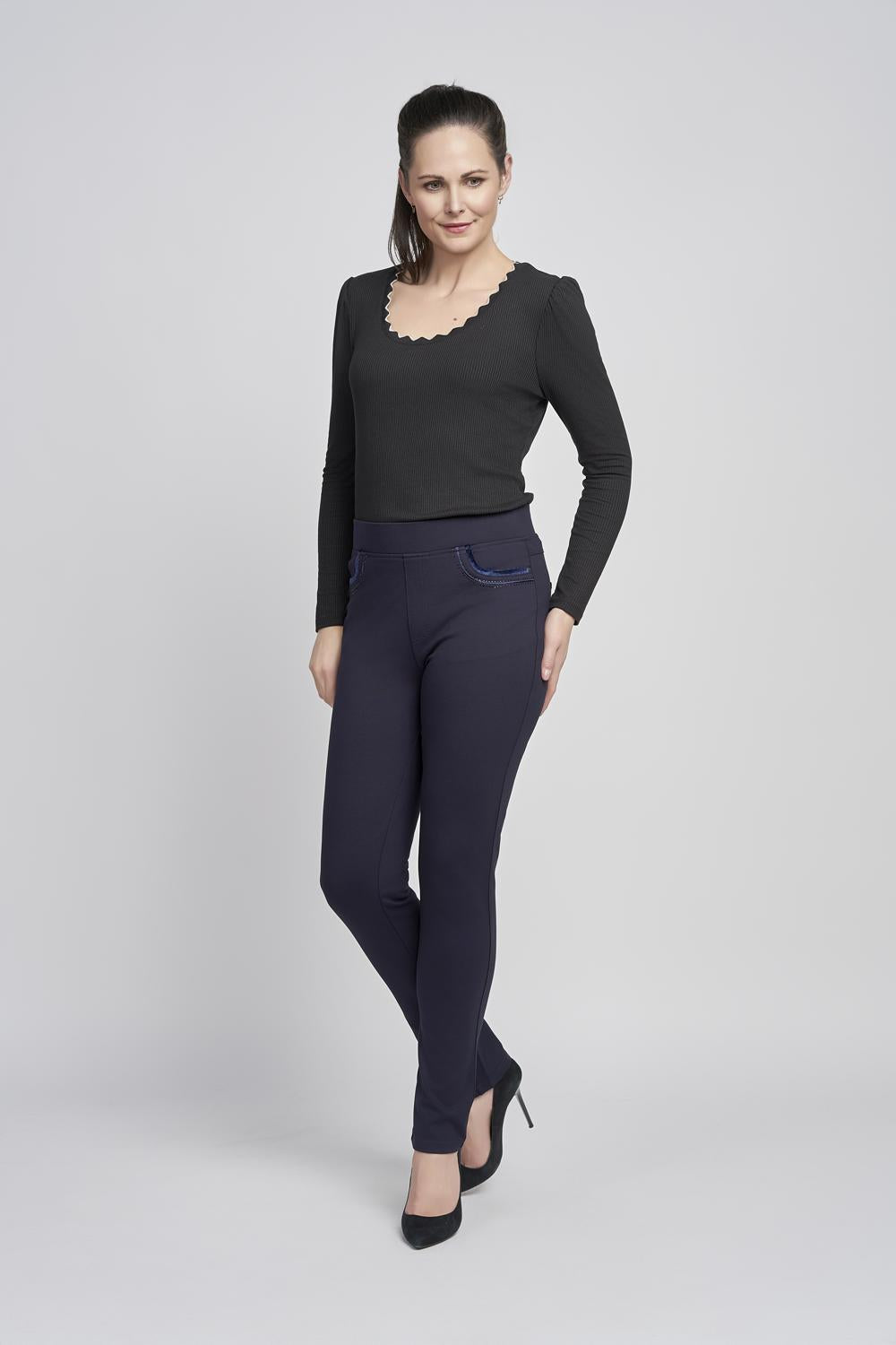 Pinns Navy Ponte Style Jeans | 405T