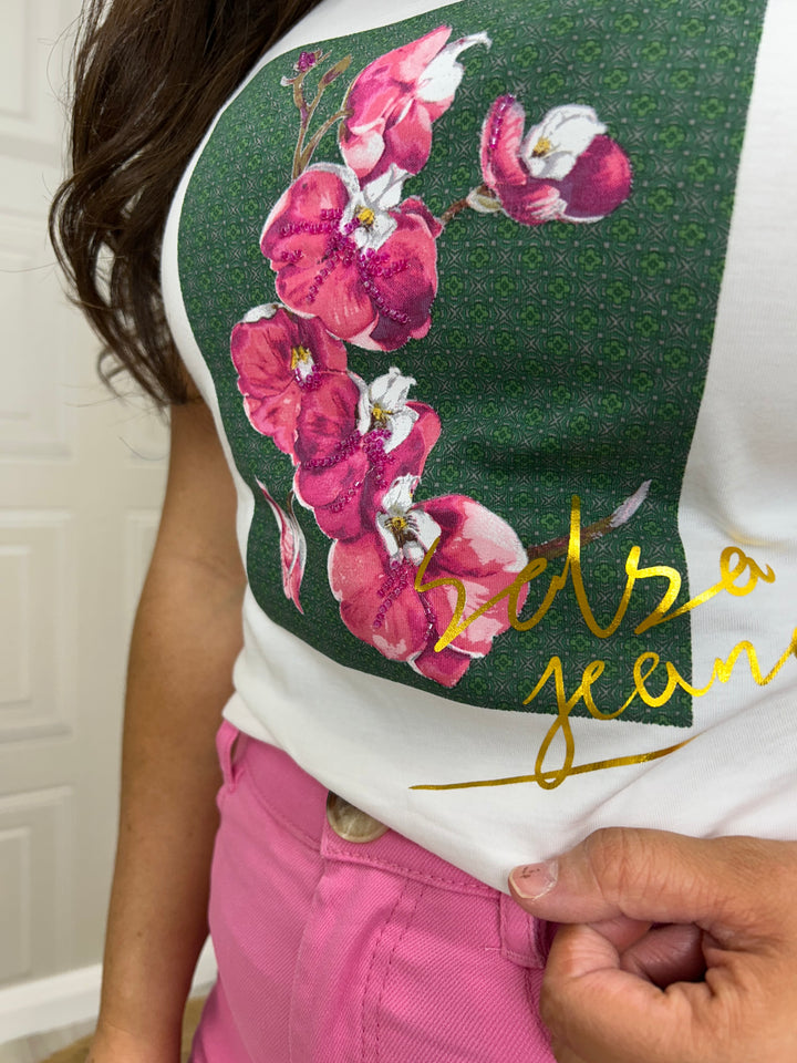 Salsa Pink Orchard T-Shirt White