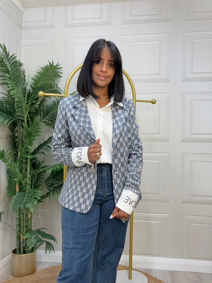 Costa Mani Watson Denim Letters Blazer