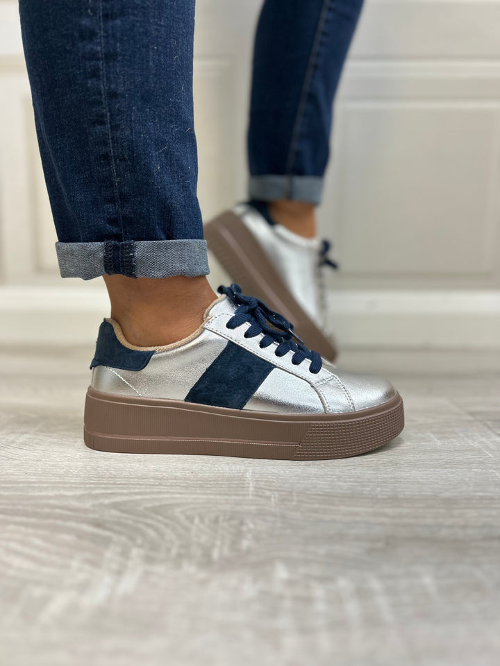 Patrizio Como Desio Aluminio Silver And Navy Runner