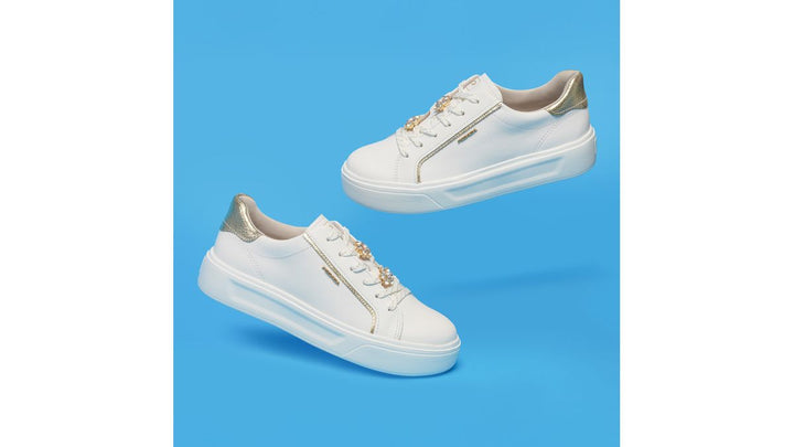 Pegada Napa Soft Branco/ Burnished Ouro Sneaker | 211221-01