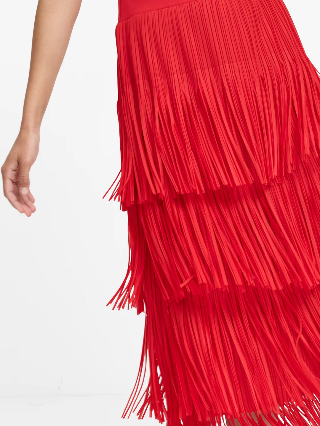 French Connection Hilde Red Fringe Jersey Dress