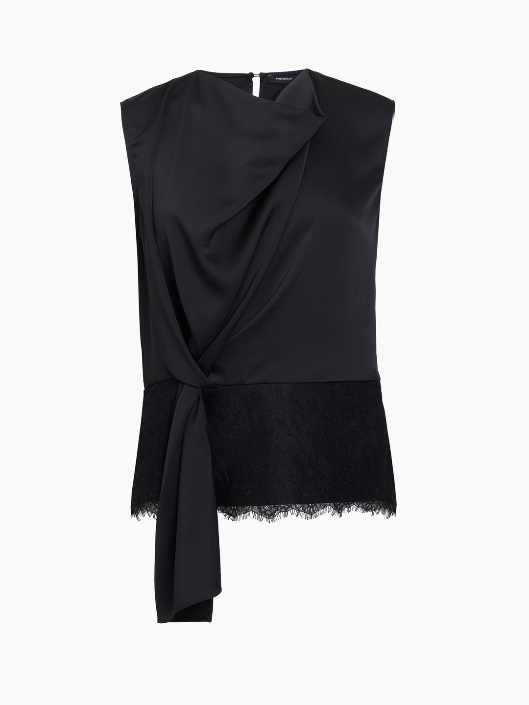 French Connection Dahlia Draped Lace Hem Top | Graphite Grey/Black