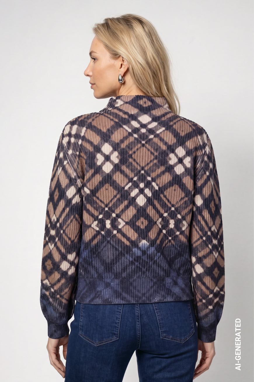 Monari Plaid Pattern And Dip Dye Knitted Jumper