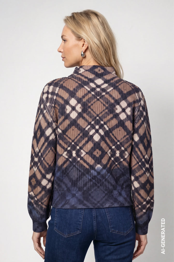 Monari Plaid Pattern And Dip Dye Knitted Jumper