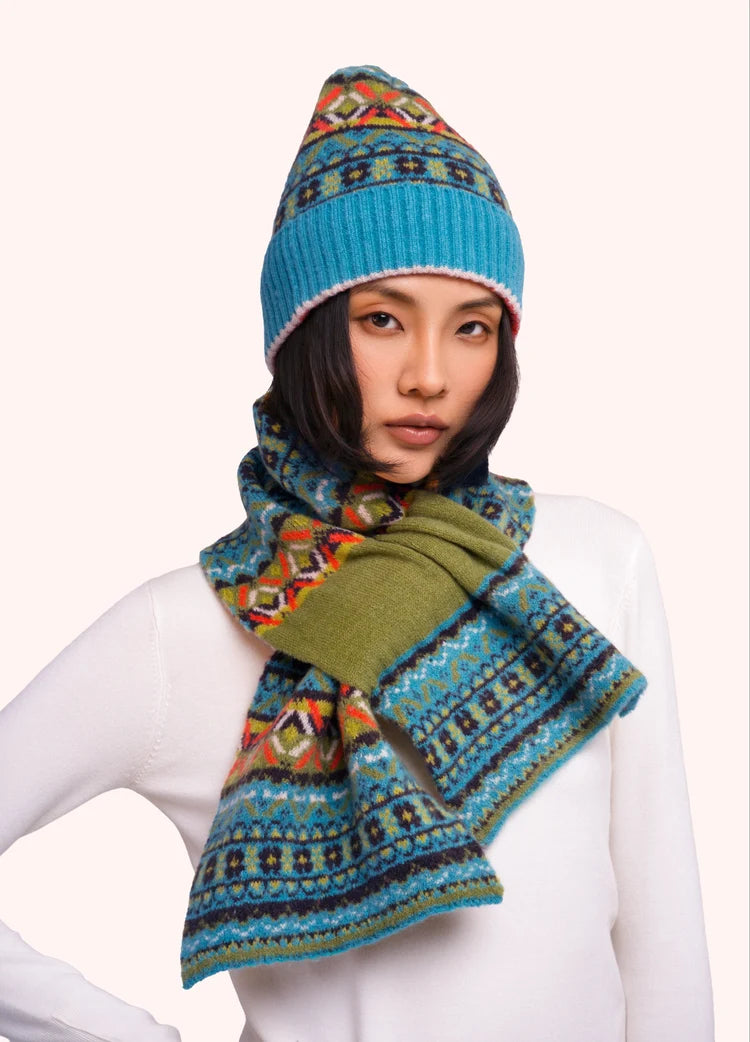 Powder Fair Isle Scarf | Teal Mix