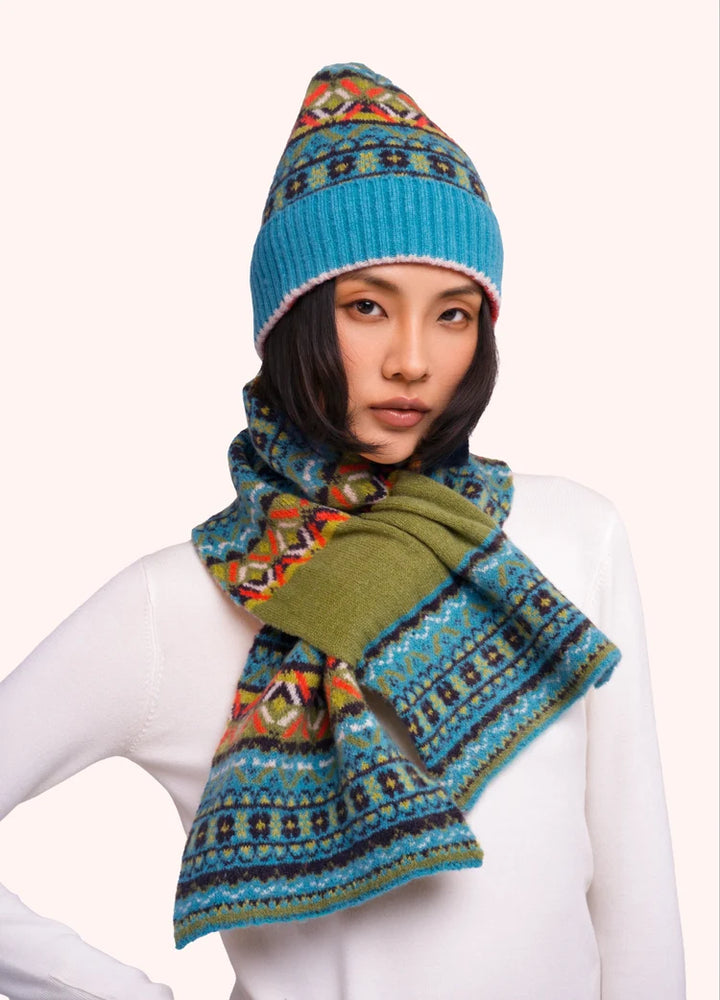 Powder Fair Isle Scarf | Teal Mix