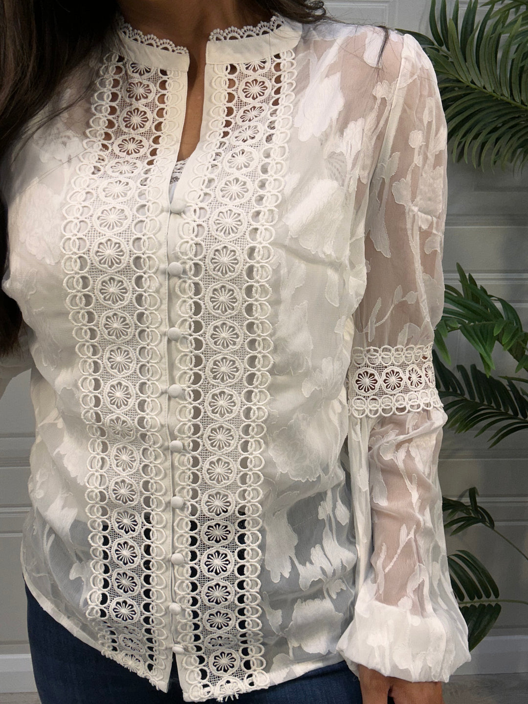 Guess Off White Lace Blouse