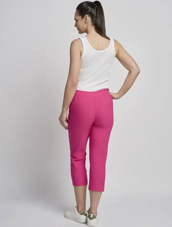 Pinns Bengaline Crop Trouser With Diamond Eyelets | 408C Fuchsia