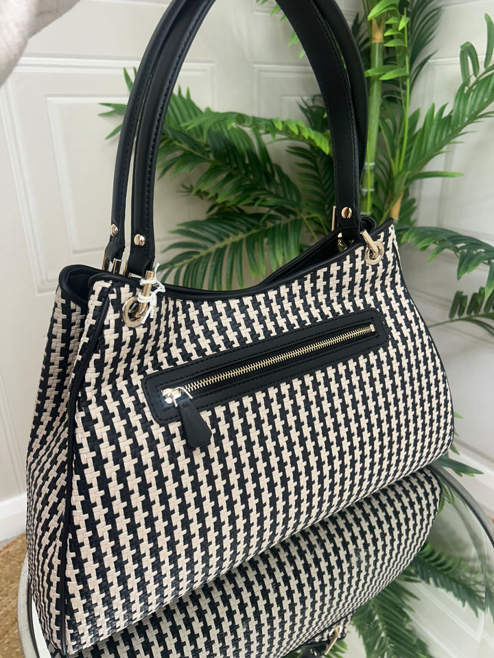 Guess Mirema Black Woven Shopper Handbag