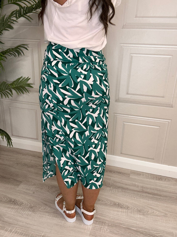 Tiffosi Gal Green & White Print Skirt
