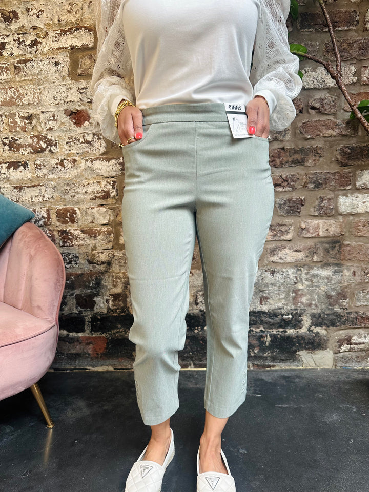 Pinns Heather Cactus Bengaline Crop with Diamond Eyelash Hem