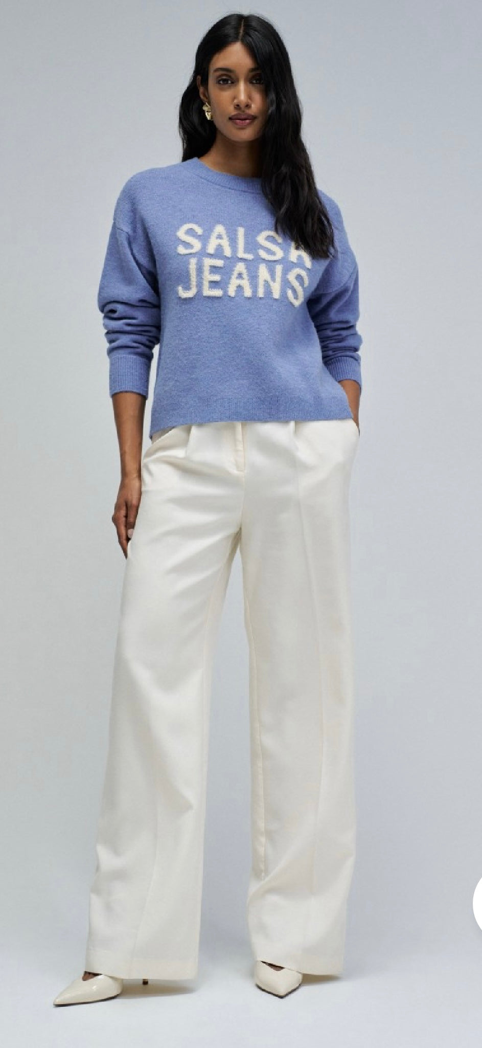 Salsa Blue Knit Branded Sweater