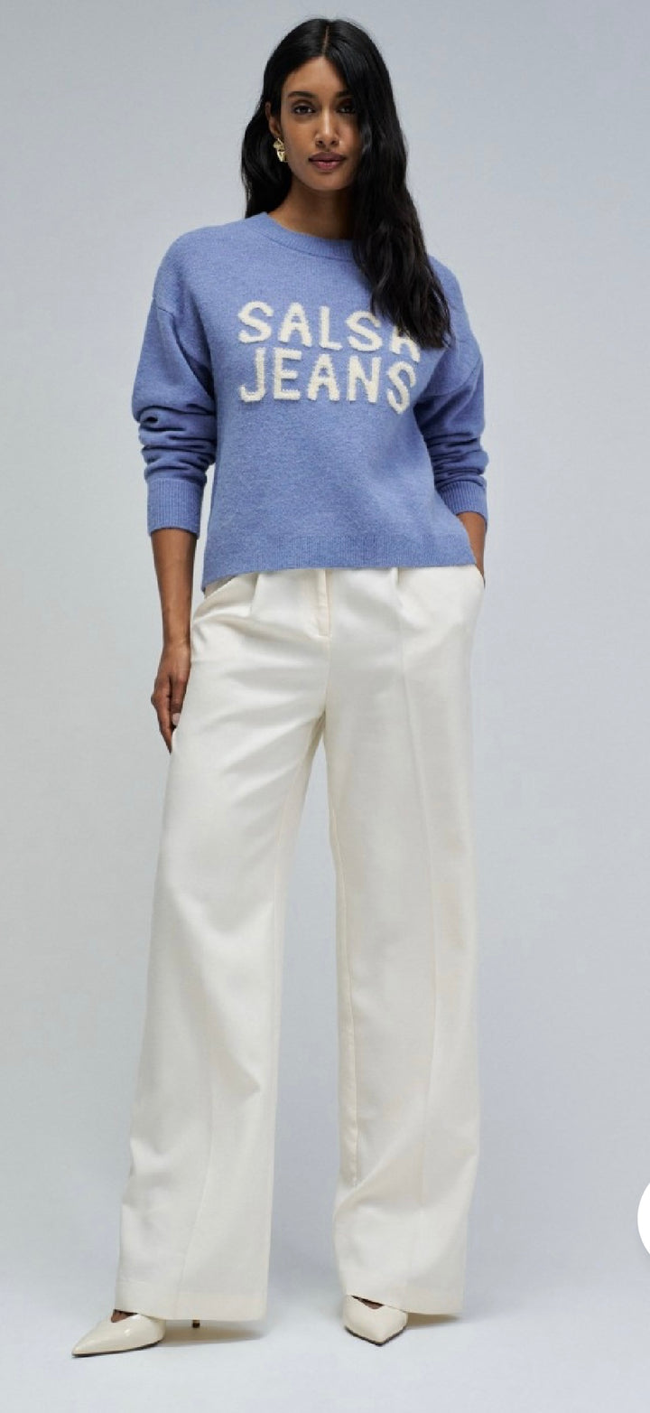 Salsa Blue Knit Branded Sweater