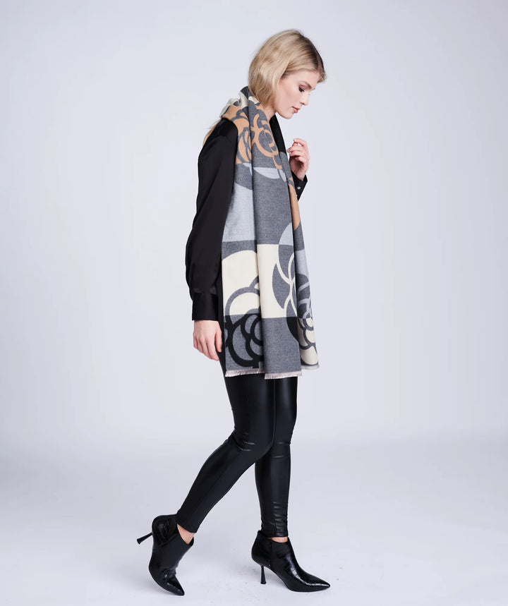 Pia Rossini Eden Scarf Silver Grey/Camel