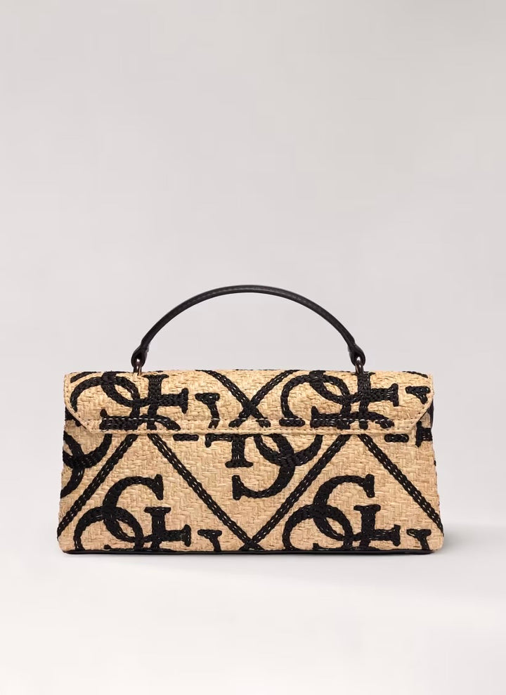 Guess Kirsten Mini Natural Black Mini Top Handle Flap Handbag