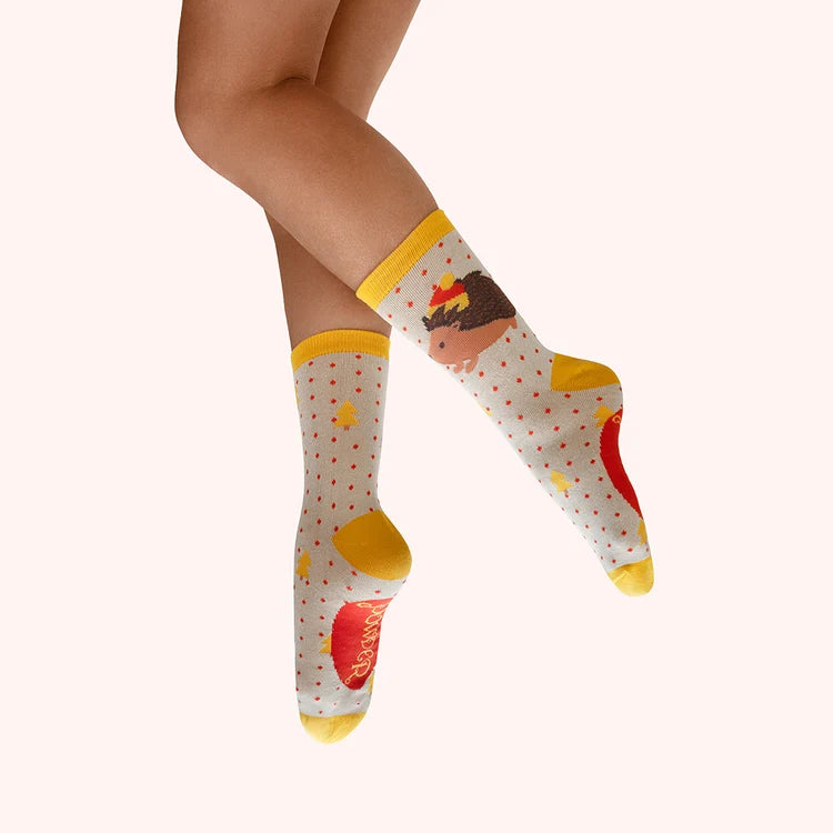 Powder Hedgehog In A Hat Glitter Ankle Socks
