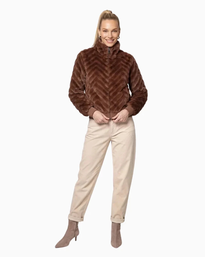 Monari Faux Fur Jacket | Dark Tiramisu