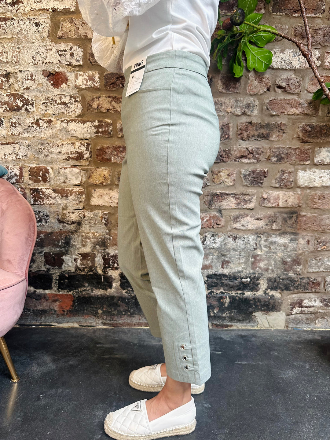 Pinns Heather Cactus Bengaline Crop with Diamond Eyelash Hem