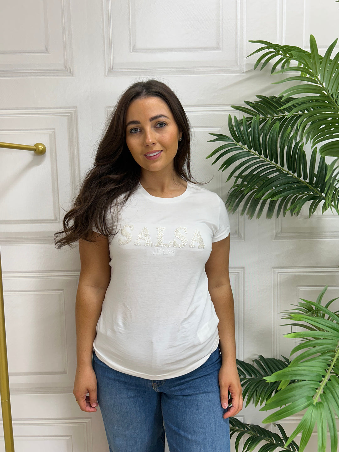 Salsa Flower Sequin T-Shirt White