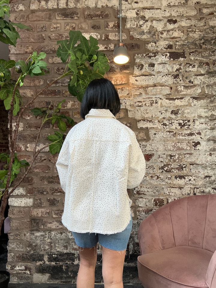 Guess Western Shacket Off White Studded