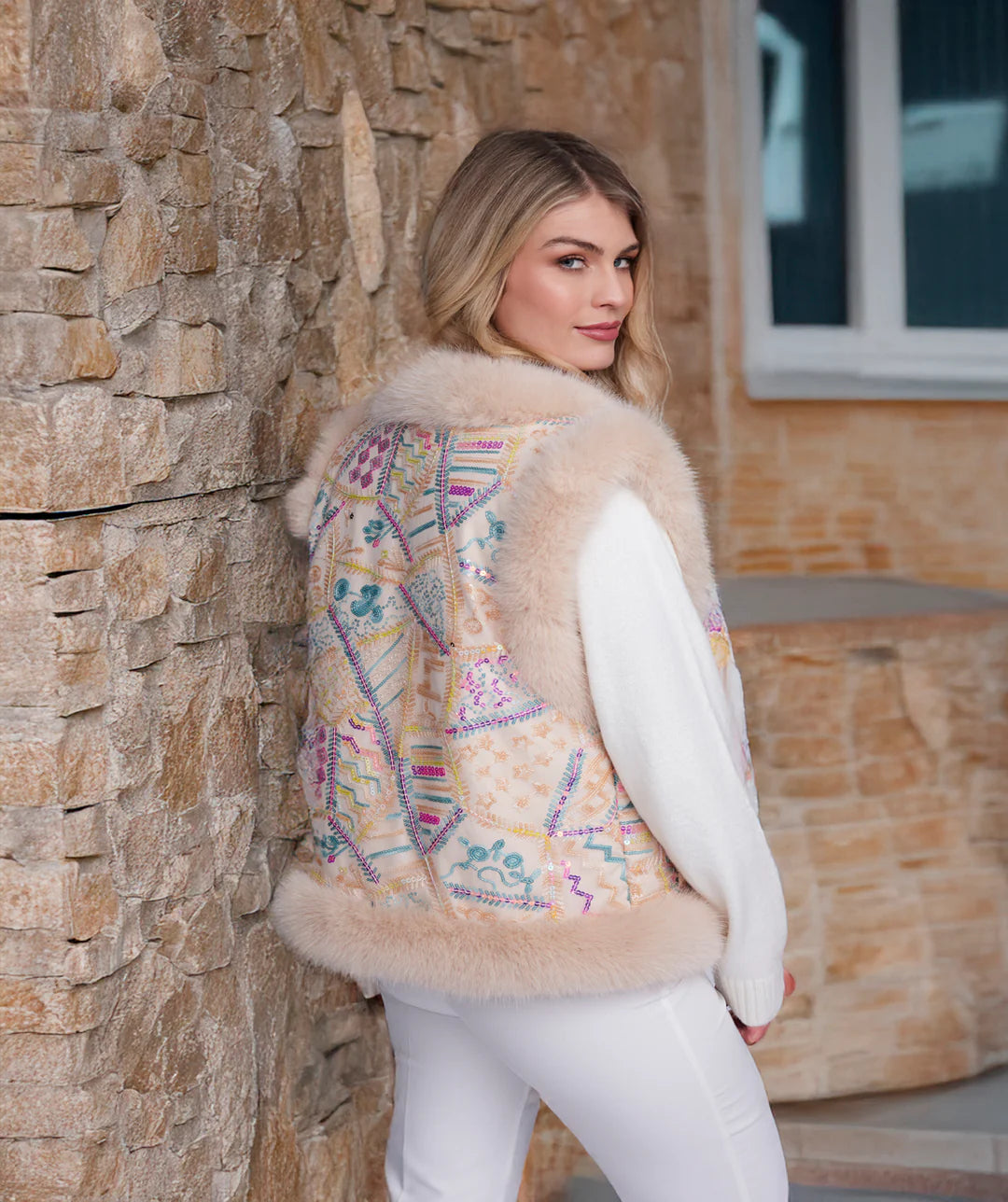 Pia Rossini Charmaine Honey Fur Gilet