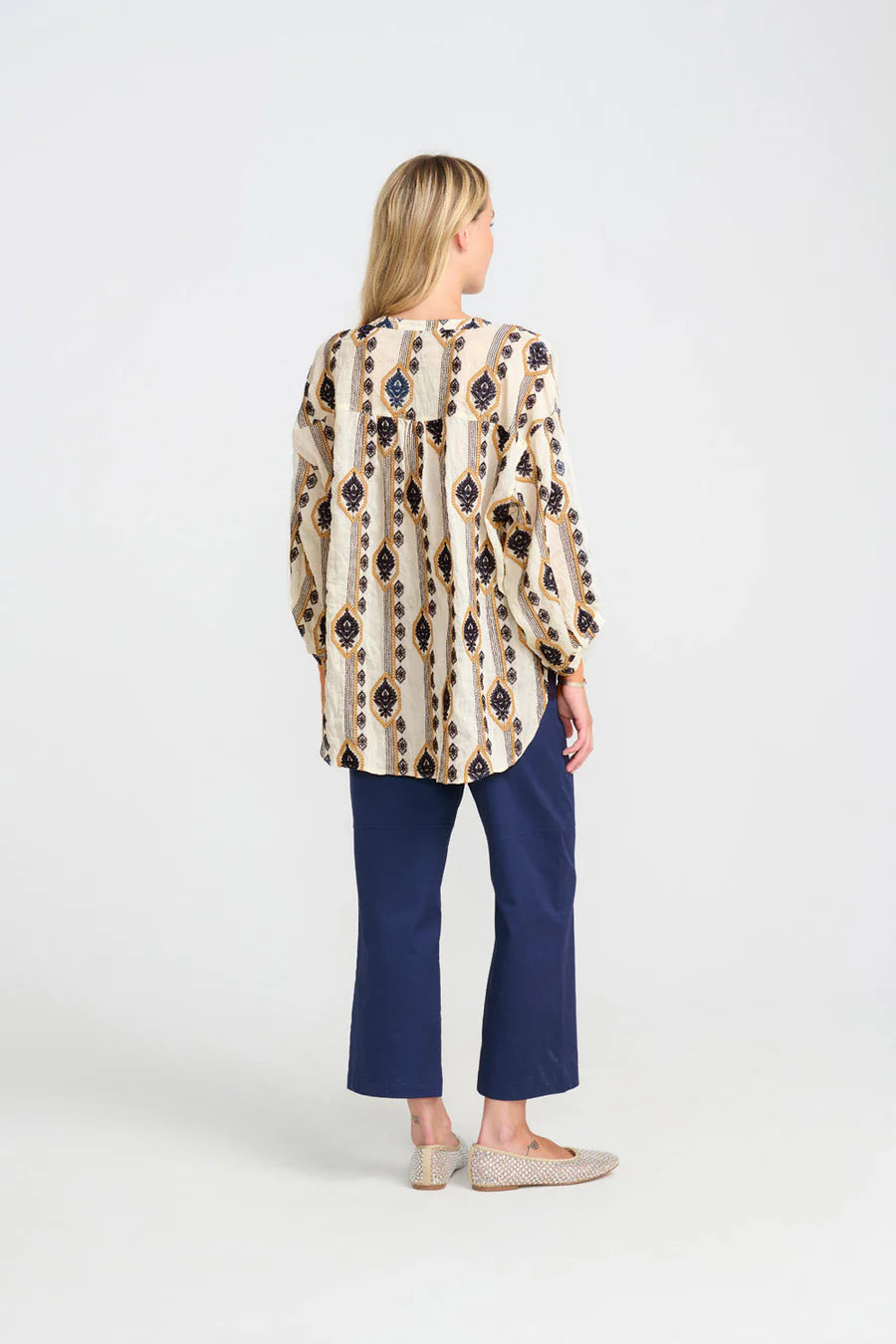 Costa Mani Dark Blue Pattern Crocus Blouse