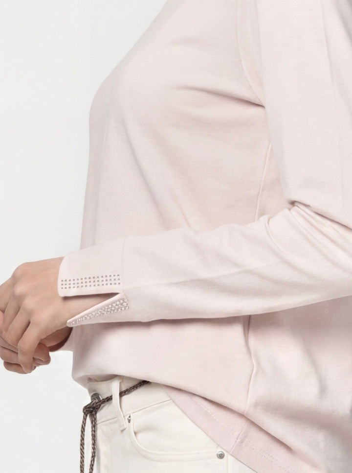Monari Rosewater Long Sleeve Rhinestone Pullover