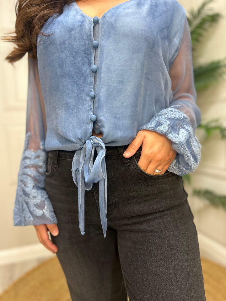 Guess Blue Silk Top
